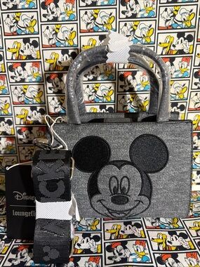 Loungefly Disney Mickey Mouse Gray Denim Convertible Crossbody Purse 2025NWT